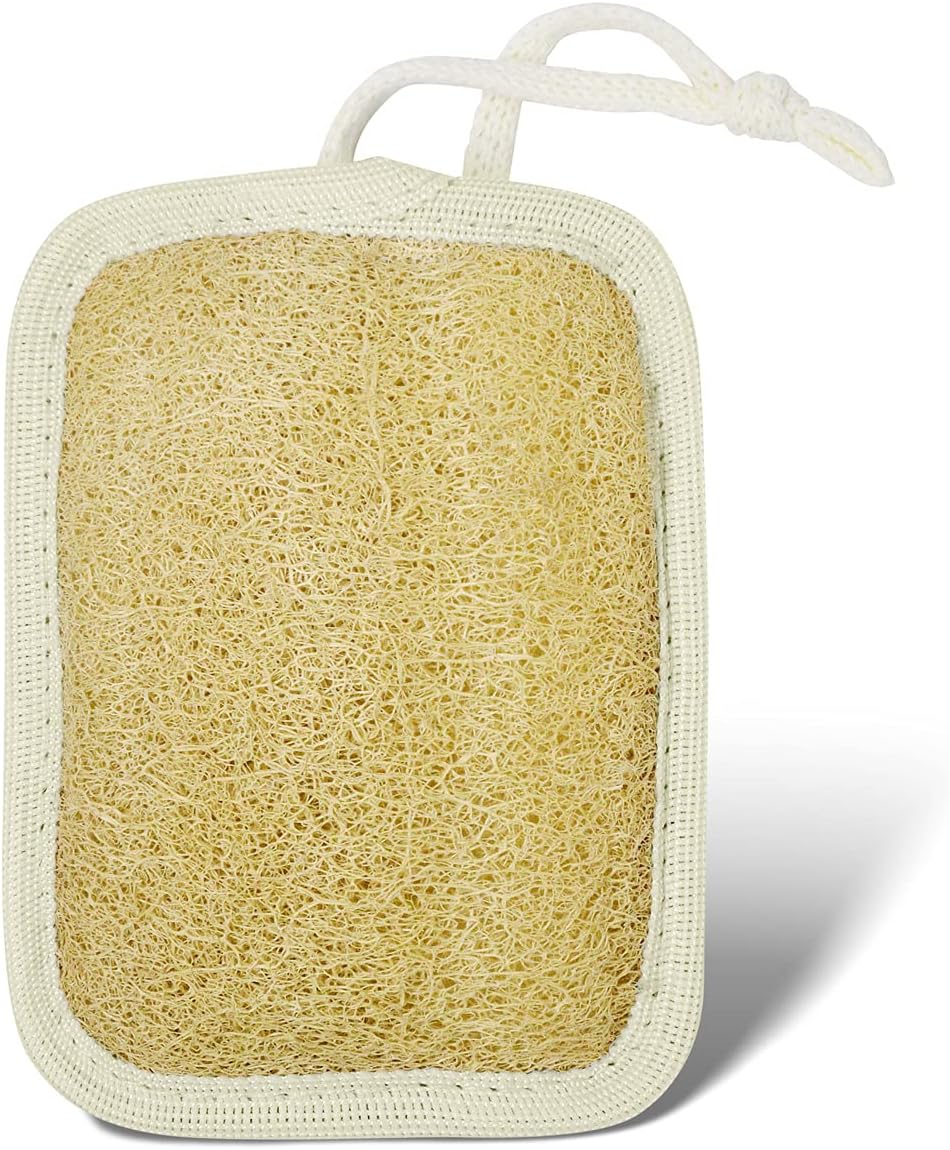 4 piezas  Lamina Natural-Orgánica, esponja de lufa, exfoliante corporal, esponja de ducha Beth Loofah (espalda larga, guante de doble cara, mini