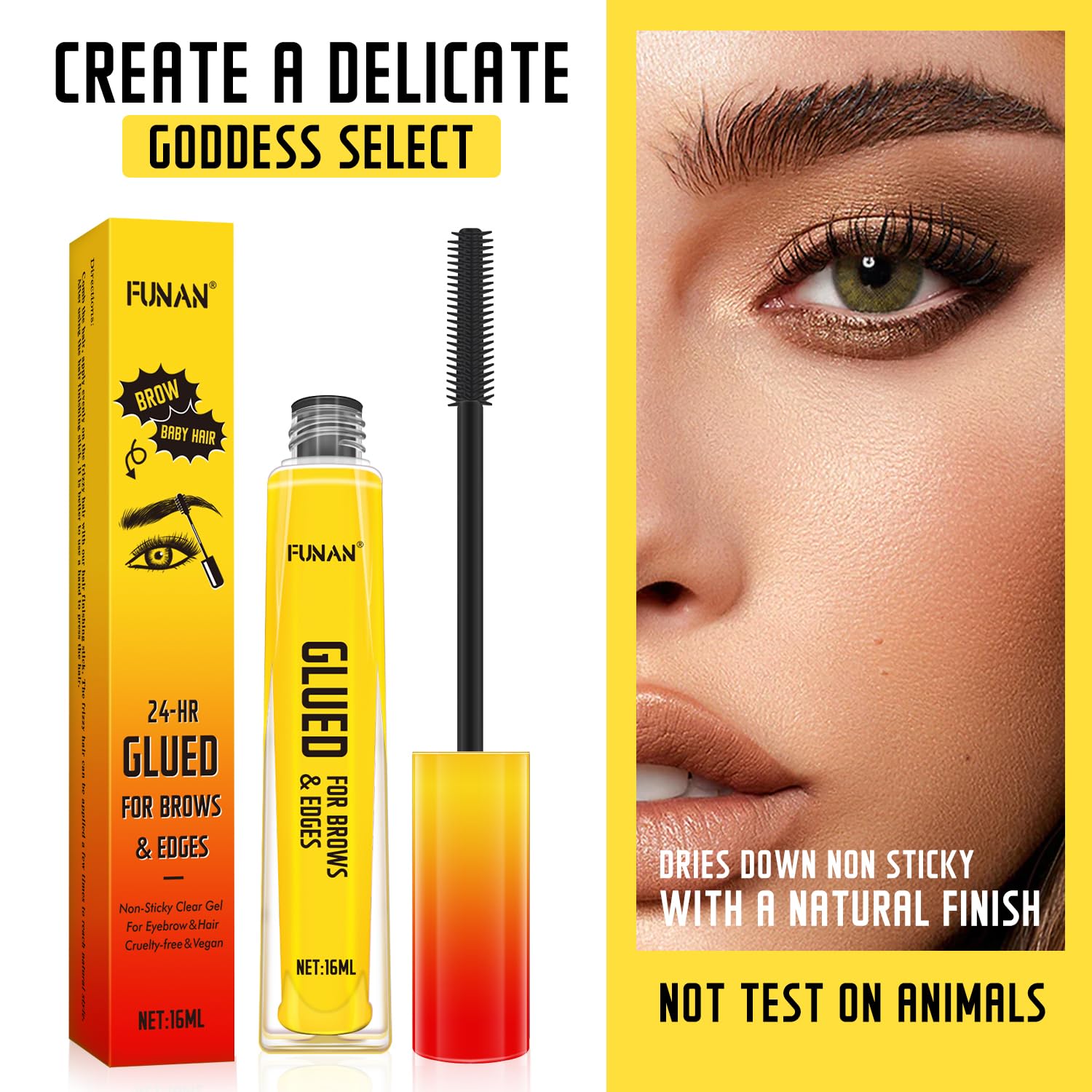 Gel para peinar cejas y bordes, gel de varita 2 en 1 para peinar cejas, sin residuos blancos, gel transparente para cejas no graso, 0.5 fl oz