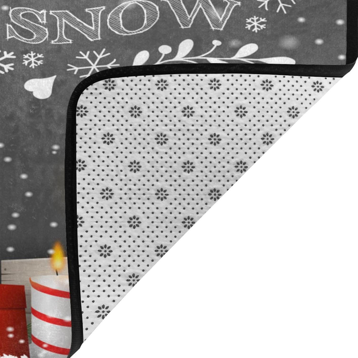Alfombra de gnomo de Navidad con copos de nieve de 3 x 5 pies, decoración de velas de Navidad, sala de estar, dormitorio, alfombra antideslizante de