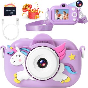 Cámara digital de doble lente de 32 MP para niños y niñas de 3, 4, 5, 6, 7, 8, 9 años, regalos de Navidad, cumpleaños, cámara de video selfie 1080P Cámara digital de doble lente de 32 MP para niños y niñas de 3, 4, 5, 6, 7, 8, 9 años, regalos de Navidad, cumpleaños, cámara de video selfie 1080P