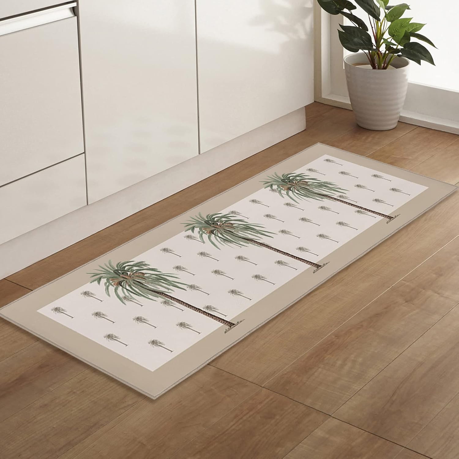 Tapetes de cocina para pasillos, verano tropical, palmera, palmera, marrón, lavable, antideslizante, para lavandería, baño, baño, 23.6 x 70.9