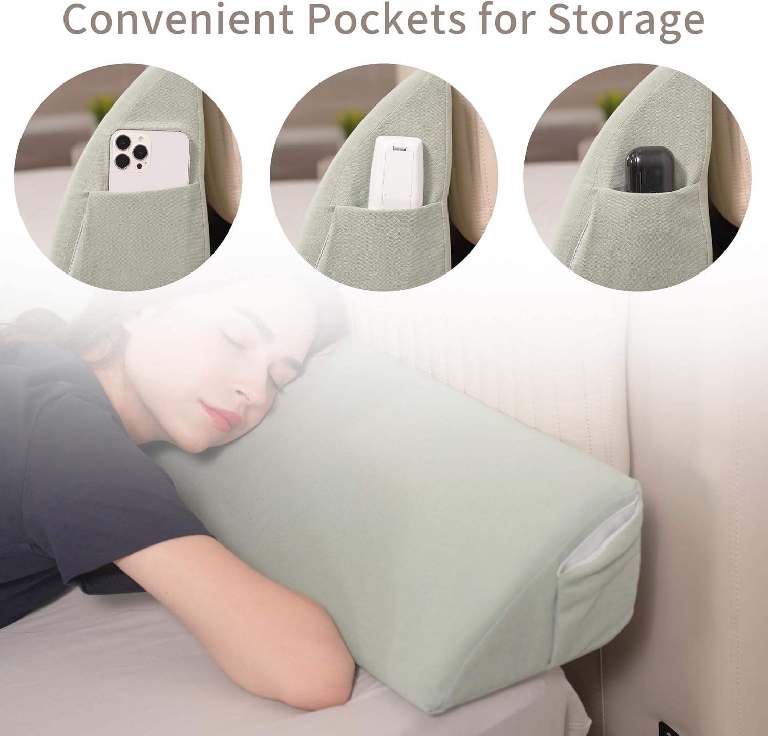 Aurako Almohada de cuña para cama de tamaño individual, almohada para cabecero, colchón de cuña, relleno de huecos de cama, triángulo, cuñas de