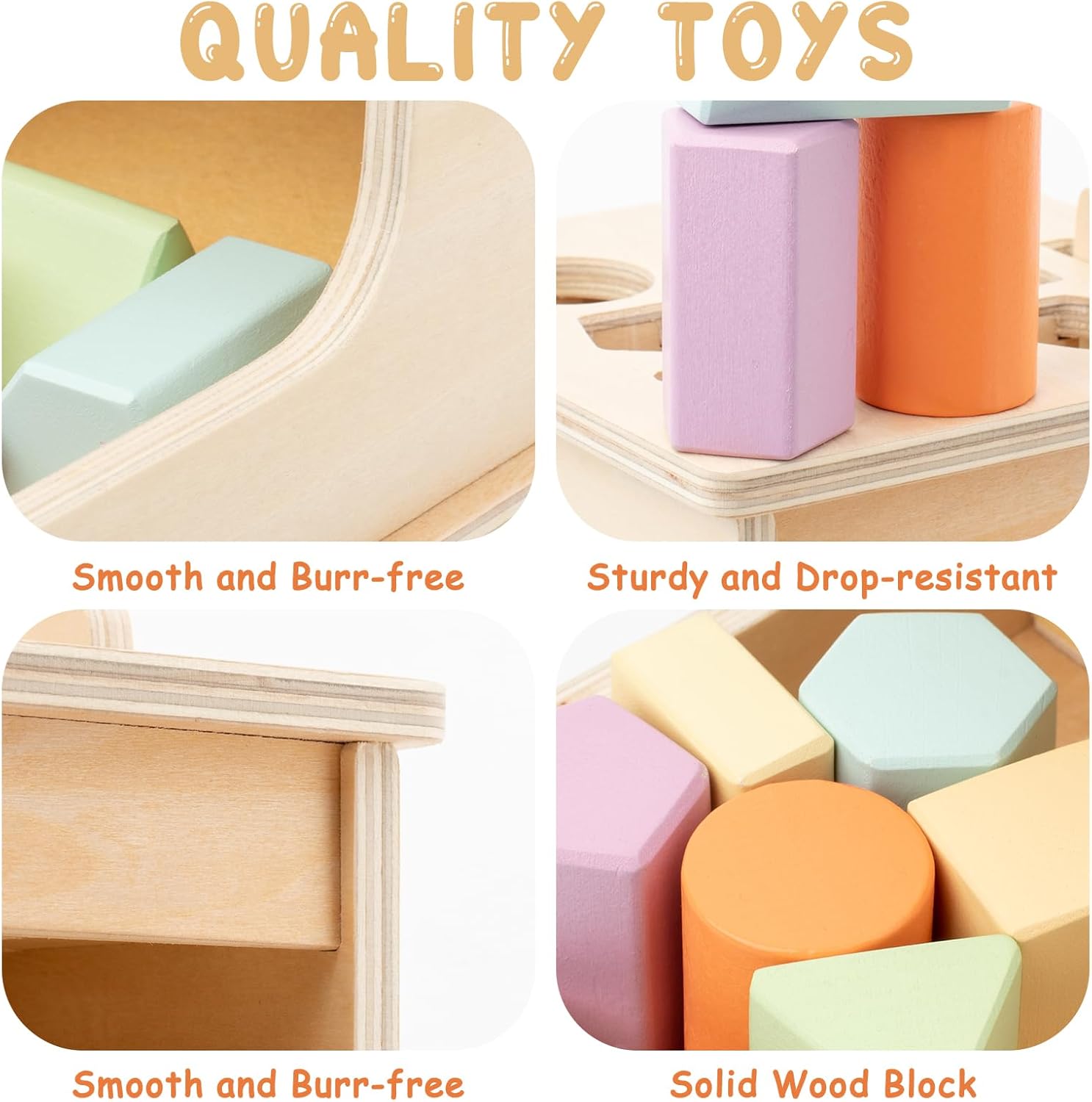 Busy edition Montessori Toys – Caja de permanencia con 6 bloques de madera, juguetes Montessori para bebés de 6 a 12 meses, juguetes de madera para