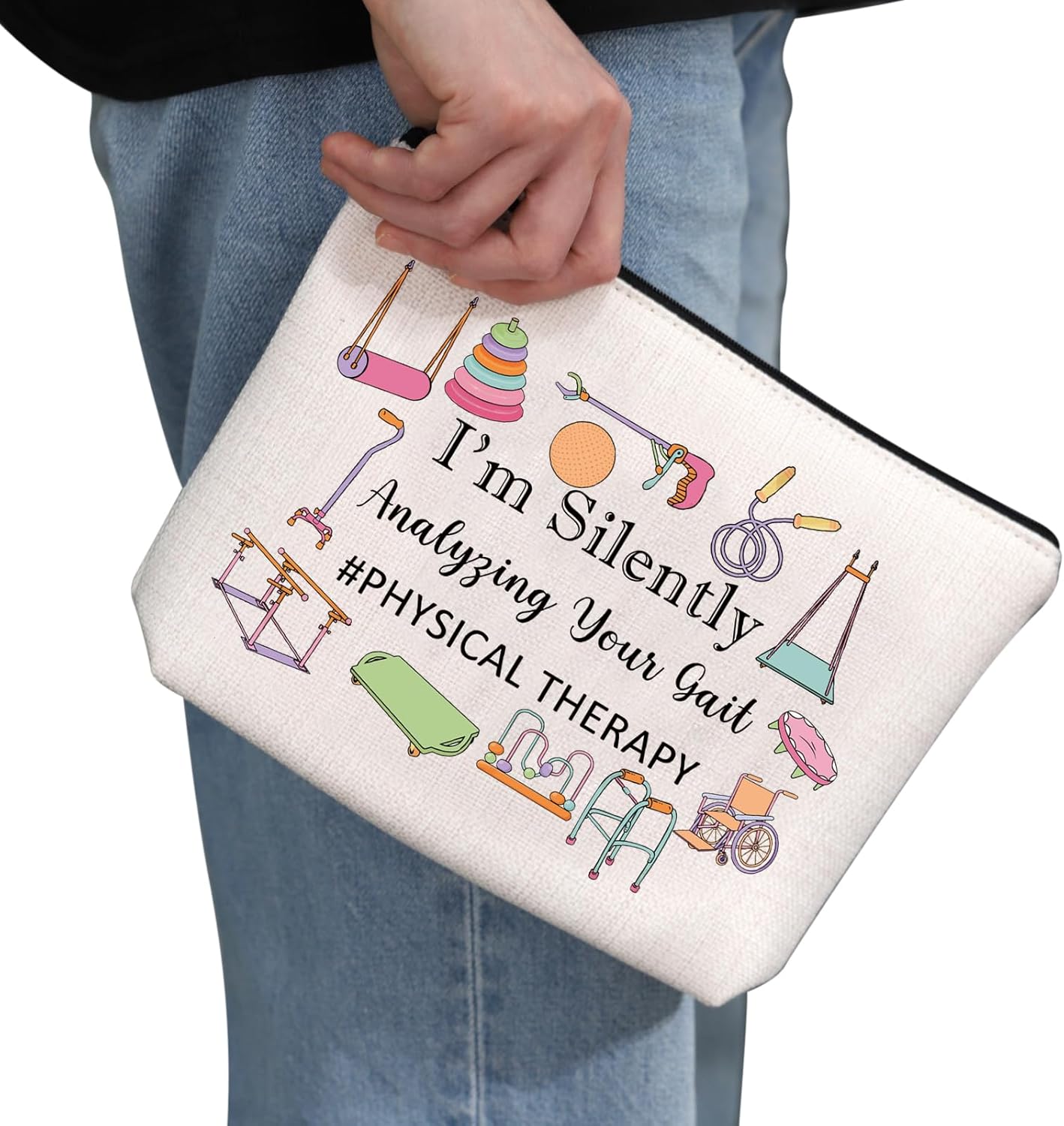 G2TUP Regalo de terapia física I’m Silently Analyzing Your Gait Makeup Bag Physical Therapist Cosmetic Bag Physical Therapy Graduation Gift, Estoy