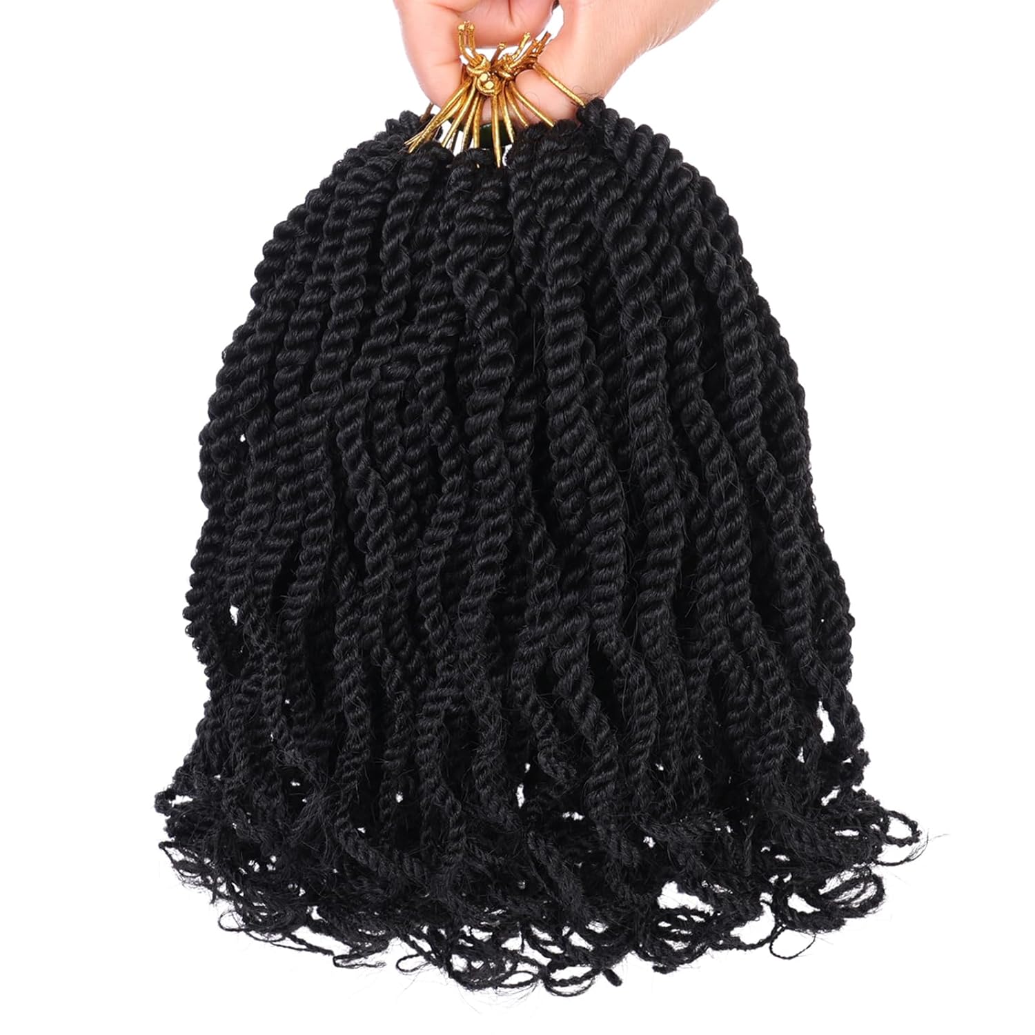 Leeven Paquete de 8 paquetes de cabello ondulado senegalés con extremos rizados, trenzas de ganchillo cortas preenlazadas de 8 pulgadas, trenzas de