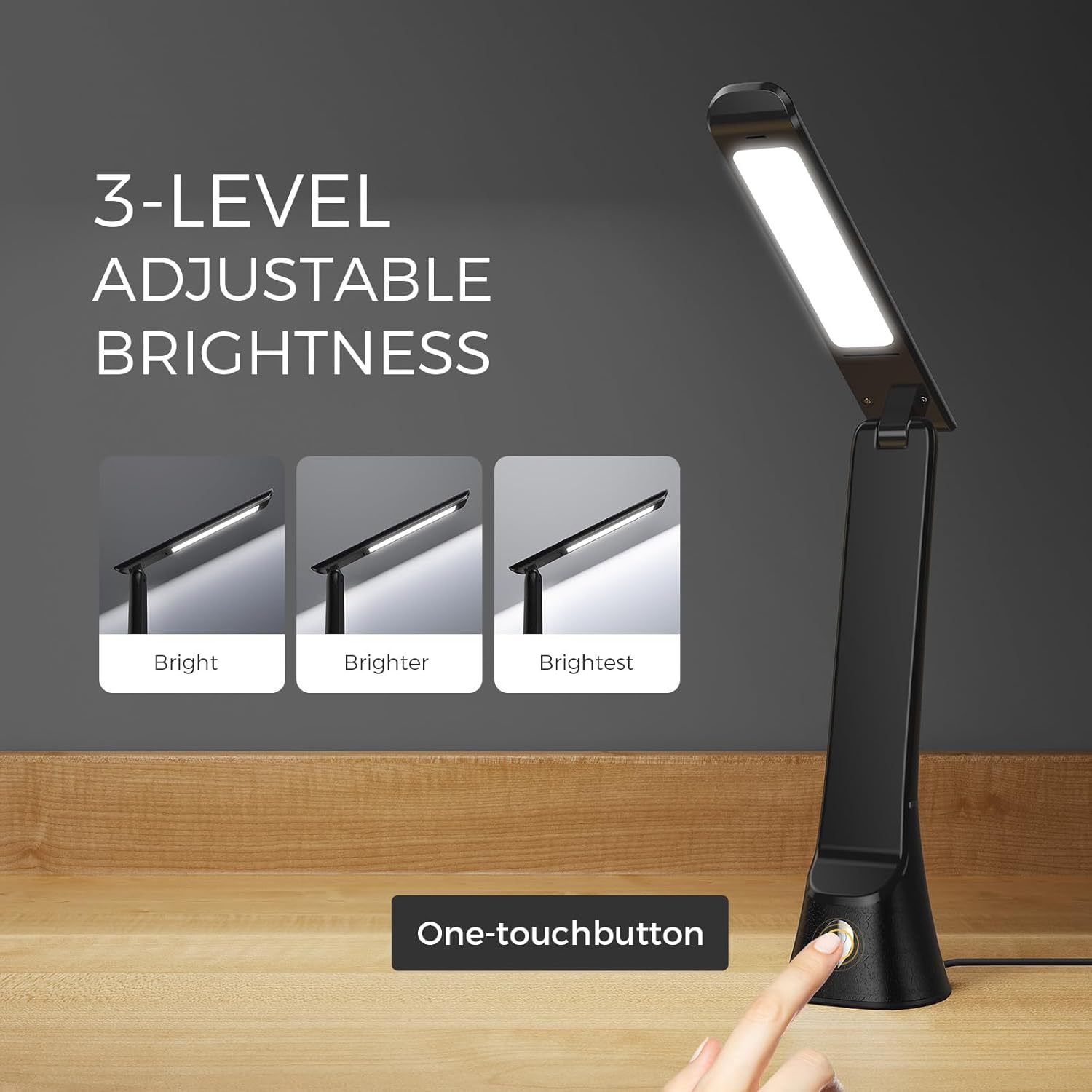 Lámpara de terapia de luz, 10000 LUX luz solar LED sin UV, lámpara Hayyp de espectro completo, lámpara de escritorio de control táctil con función