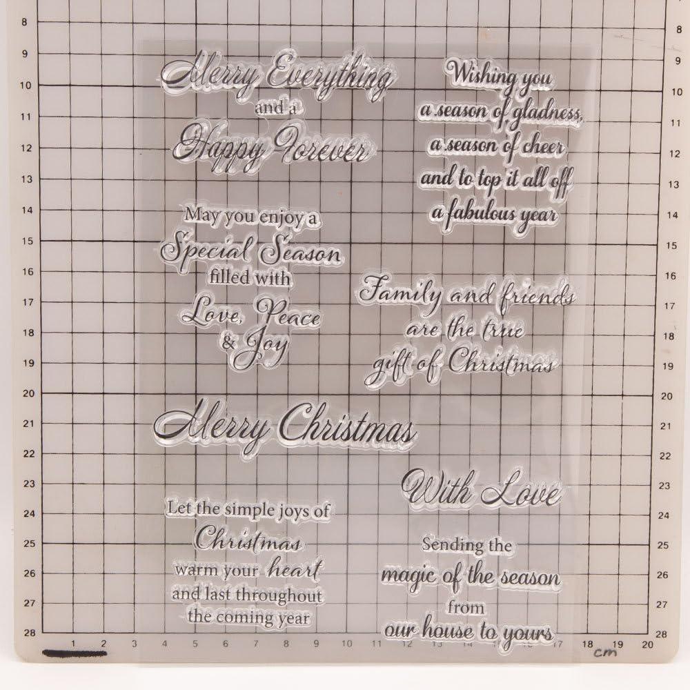 Sentiments – Sellos transparentes con frase en inglés “Merry Christmas”, frases de goma transparente para álbum, fotos, tarjetas decorativas, 8