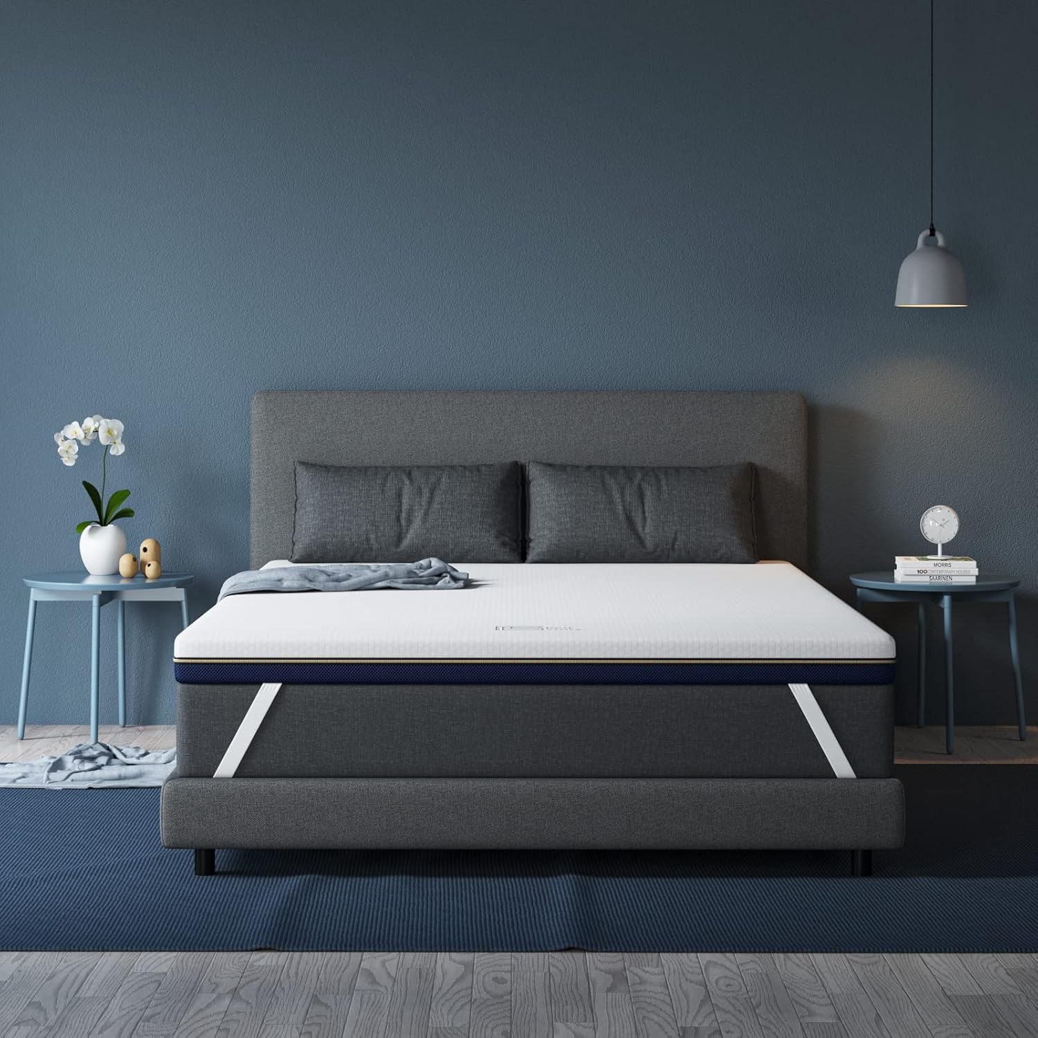 BedStory Cubrecolchón de espuma viscoelástica firme de 3 pulgadas, tamaño matrimonial, cubrecolchón extra firme para personas con sobrepeso,