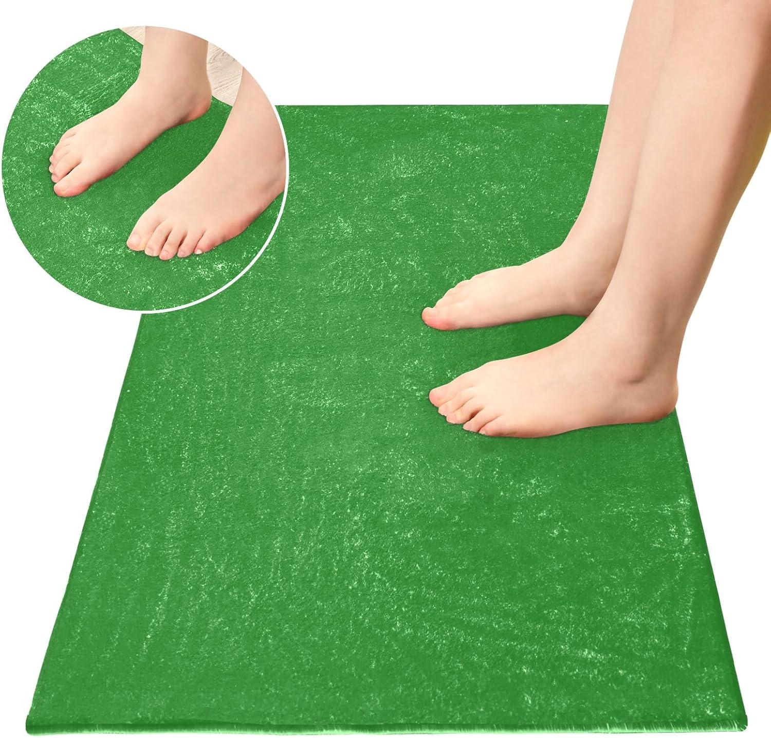 Tapete de baño de felpa verde bosque, parte trasera de goma antideslizante, lavable, absorbente, 39 x 20 pulgadas