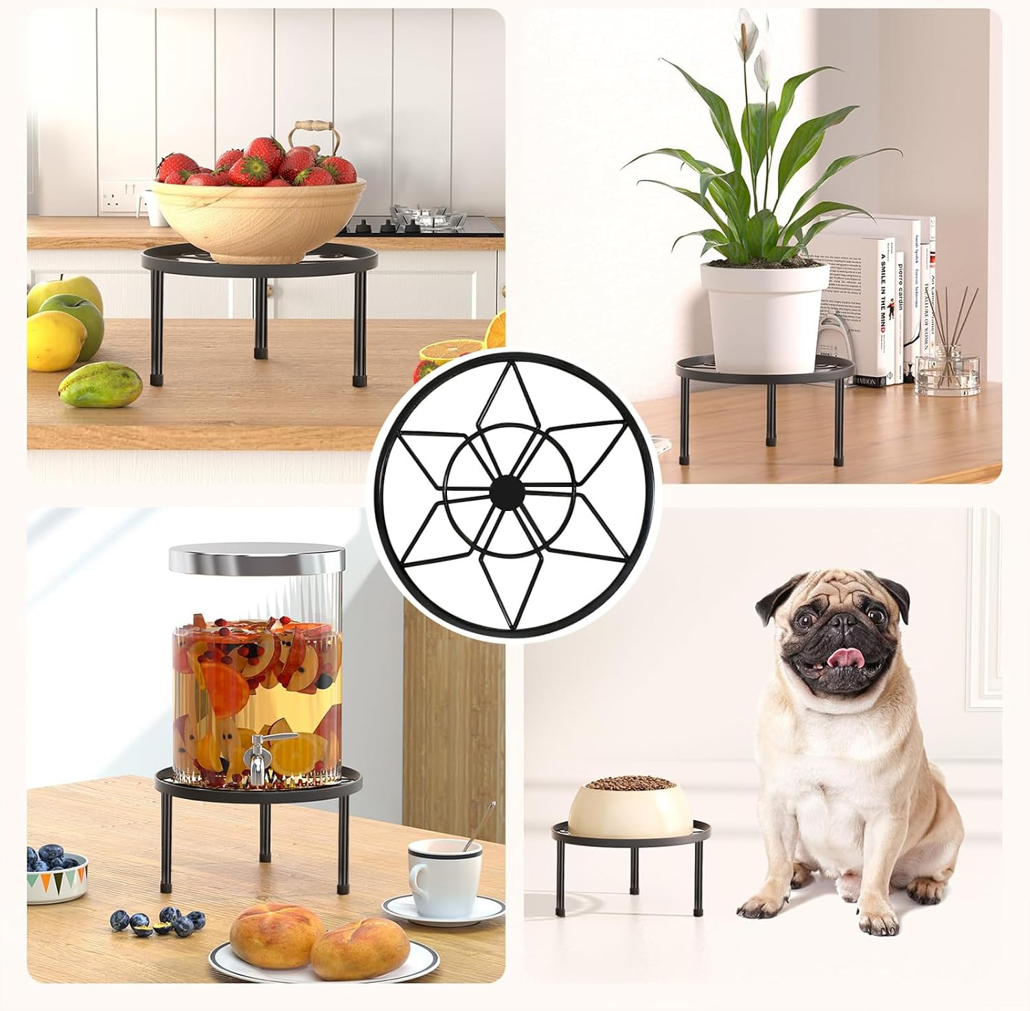 Paquete de 5 soportes de metal para múltiples plantas, soportes resistentes para macetas para plantas de interior y exterior, estante redondo de