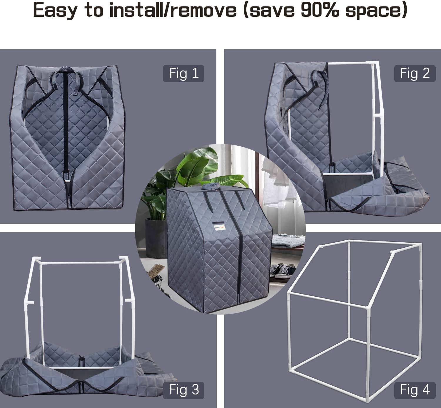 Sauna de vapor portátil para el hogar, tienda de campaña de saunas personales con silla plegable de control remoto y olla de vapor de 2 litros para