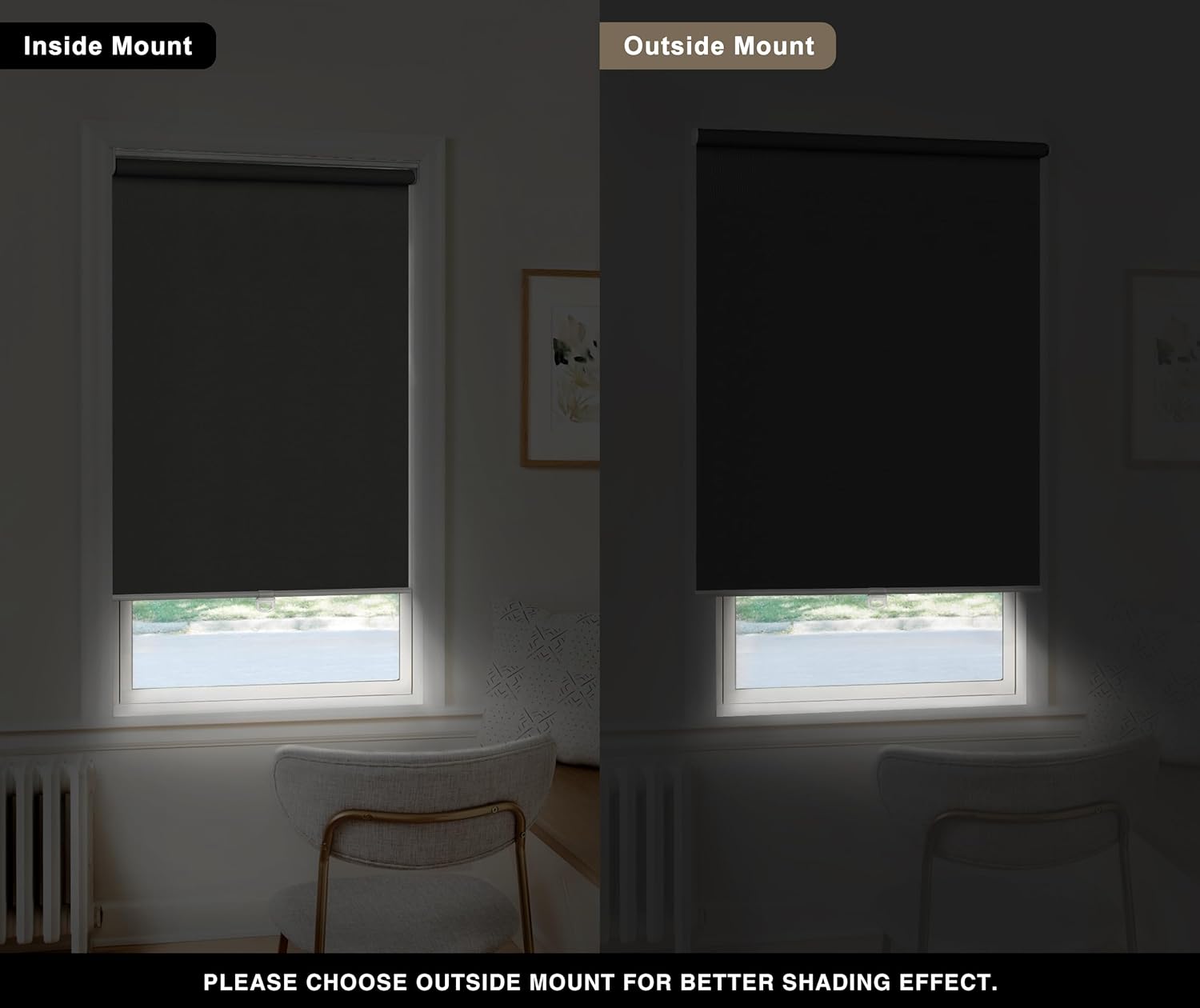 LazBlinds Persiana enrollable sin cordón, persianas opacas para ventanas, tela impermeable con aislamiento térmico, protección UV, persianas