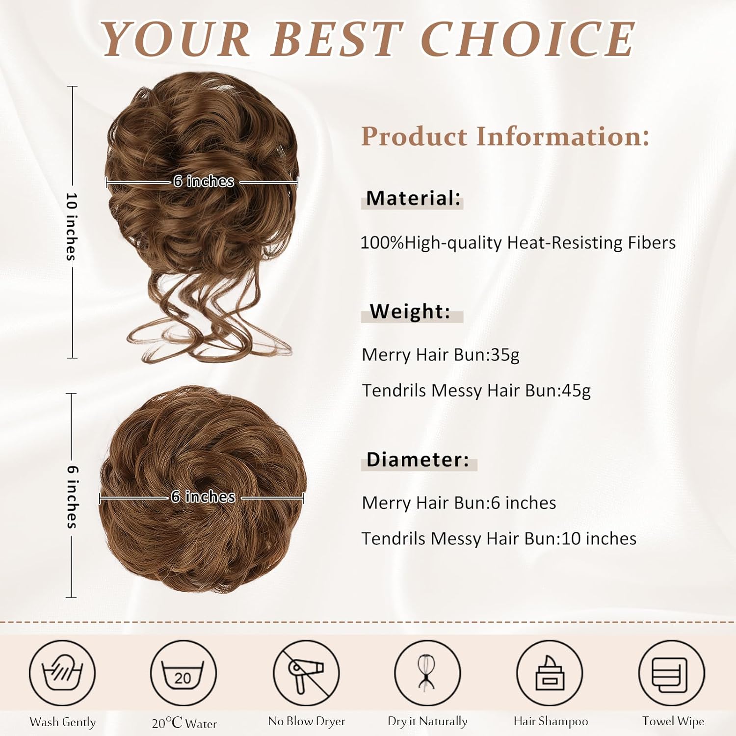 Vigorous 2 piezas de cabello desordenado con coleteros de cabello rizado, ondulado y desordenado, sintético para mujeres, postizo para uso diario