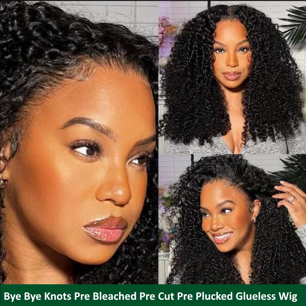 KLAIYI Bye Bye Knots 7×5 pre corte encaje peluca sin pegamento 16 pulgadas