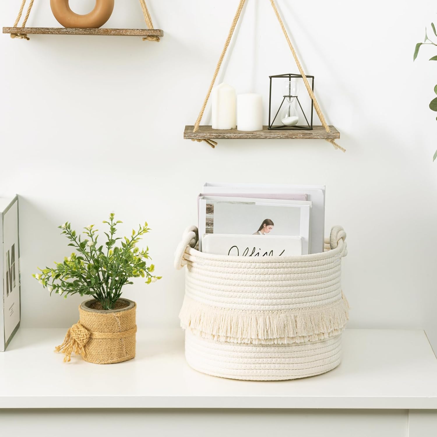 TIMEYARD Cesta de almacenamiento pequeña de cuerda tejida para organizar la cesta de regalo, cesta vacía para la ropa sucia del bebé para juguetes,