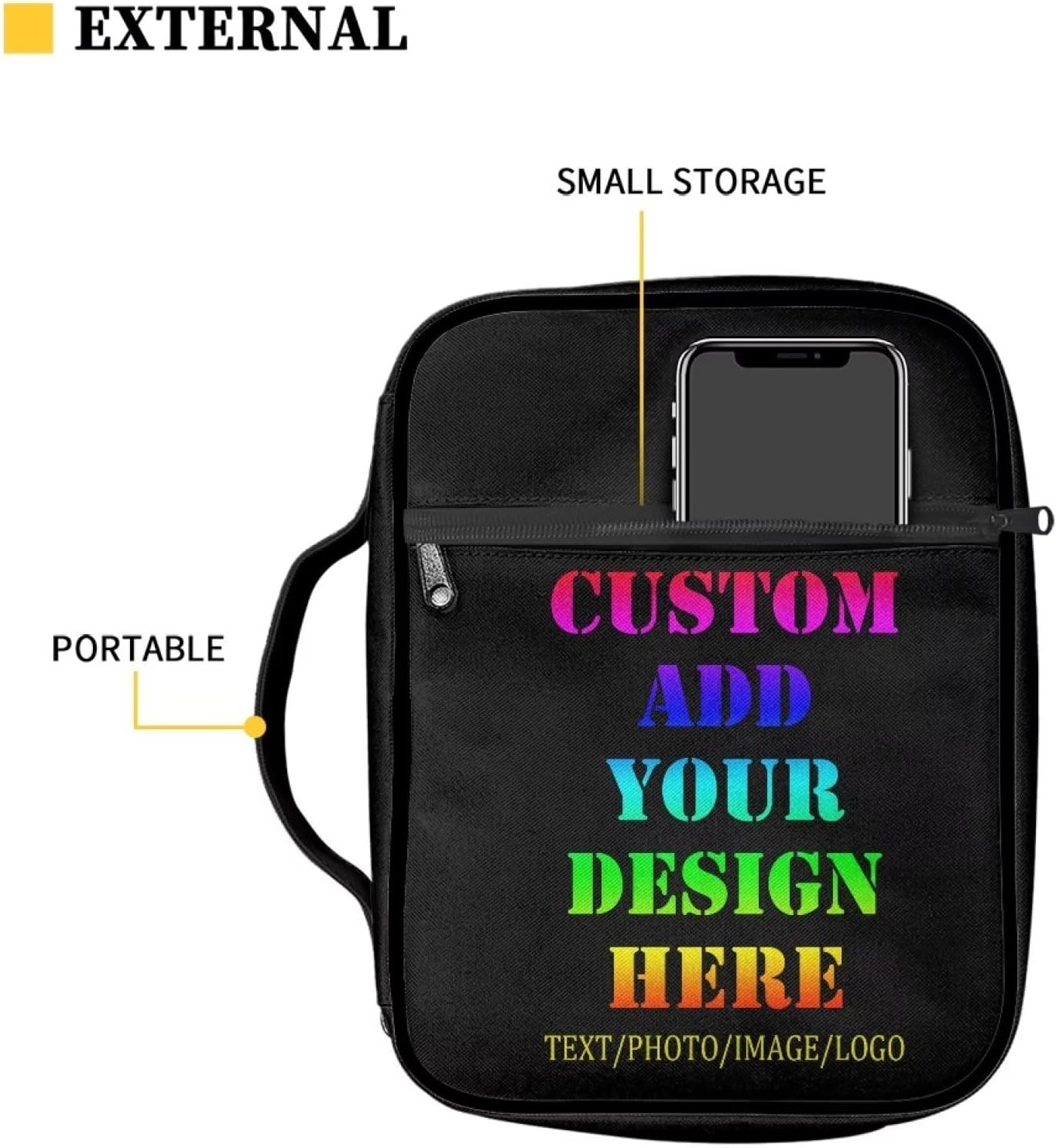 Funda para la Biblia, añade tu diseño de foto, funda de libro para mujeres y hombres, bolsa protectora con asa y bolsillo con cremallera, funda para
