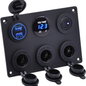 Cllena Panel de enchufe de cigarrillos de 12 V, divisor de encendedor de cigarrillos de 3 enchufes y enchufe USB dual de 12 V 4.2 A para automóvil e Cllena Panel de enchufe de cigarrillos de 12 V, divisor de encendedor de cigarrillos de 3 enchufes y enchufe USB dual de 12 V 4.2 A para automóvil e