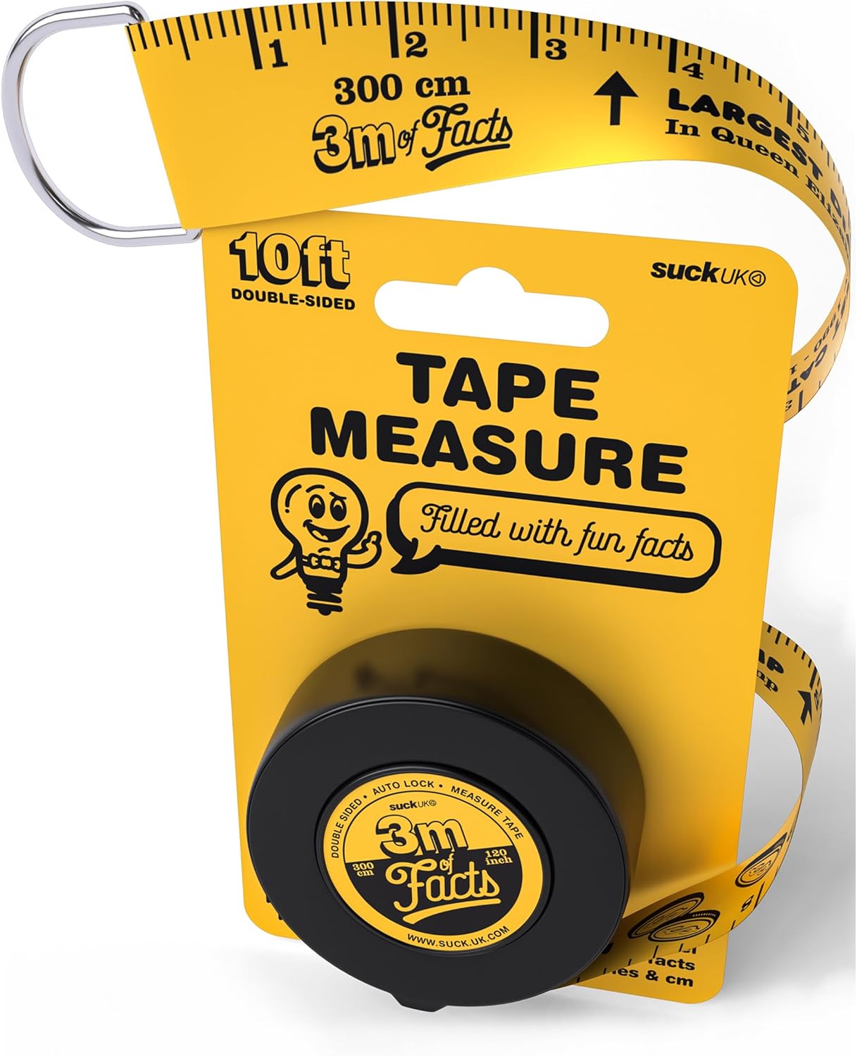 Suck UK Cinta métrica Fun Fact Kids  Cinta métrica de doble cara de 9.8 ft con datos interesantes  Cinta métrica novedosa  Regalos divertidos y