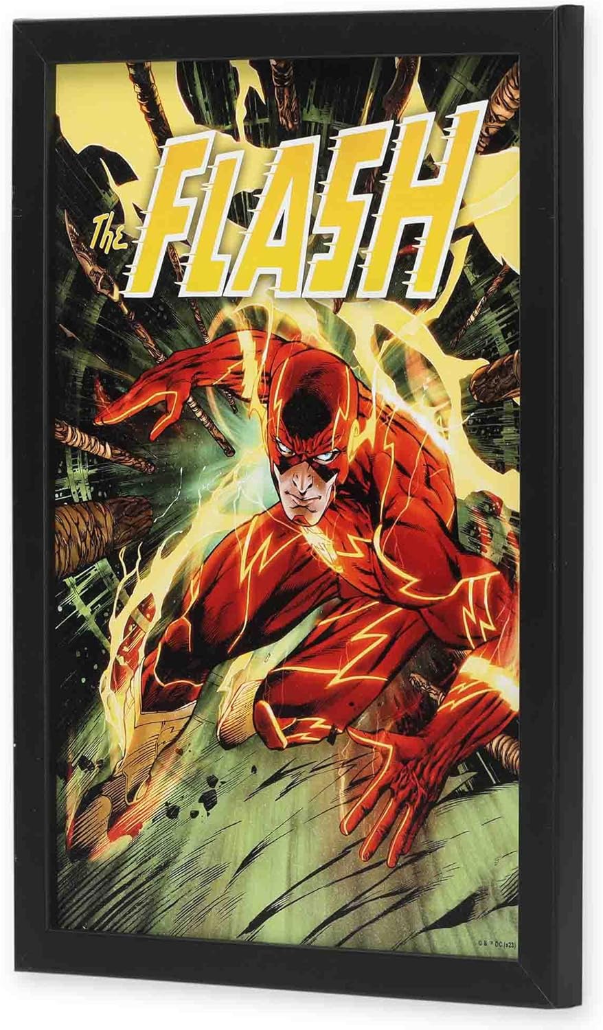 DC Comics The Flash Fiery Scene – Decoración de pared de madera enmarcada  Arte de pared Flash para hombre cueva o sala de cine