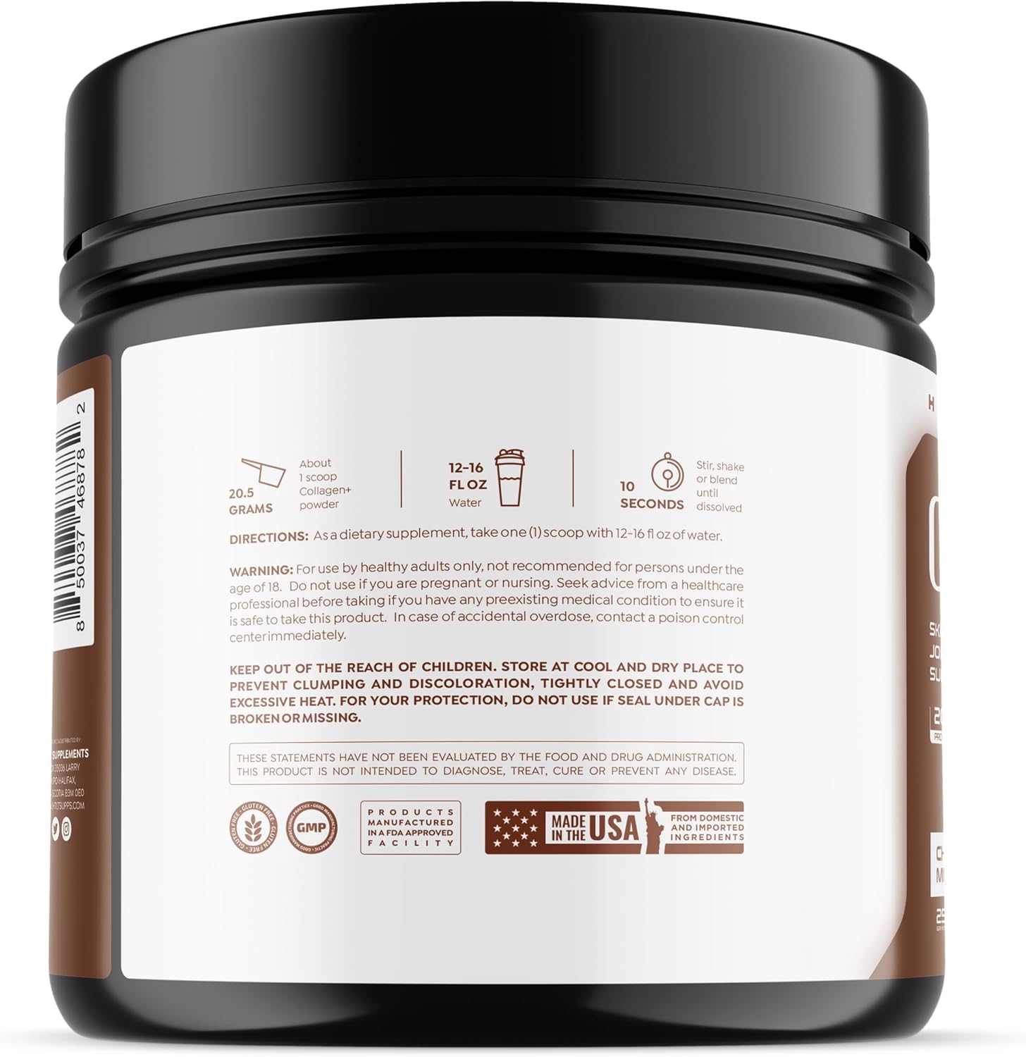 HTLT Collagen+ Chocolate Milkshake Powder para piel, cabello, uñas, articulaciones y apoyo inmunológico  Suplemento dietético  25 porciones
