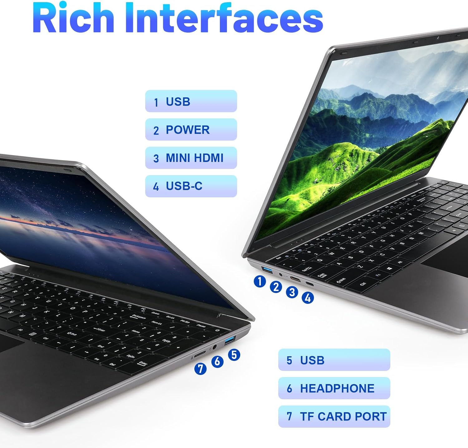 Computadora portátil de 15.6″, computadora portátil tradicional, 16 GB DDR4 512 GB SSD, pantalla FHD 1080P, procesadores Intel Celeron N5095, WiFi