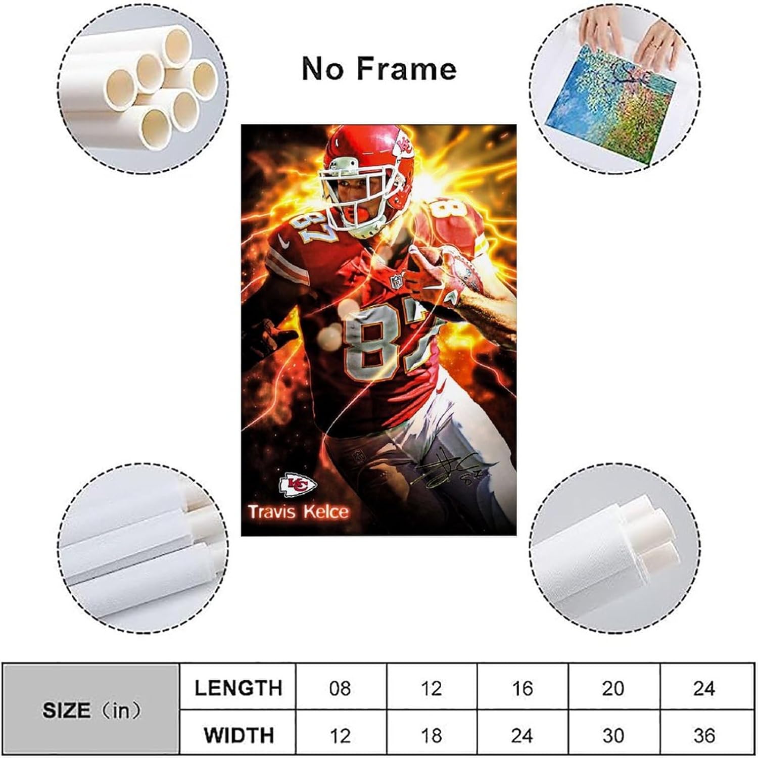 MAVOLI Póster de jugador de fútbol americano Travis Kelce Star Pintura decorativa lienzo arte de pared para sala de estar, póster estético para