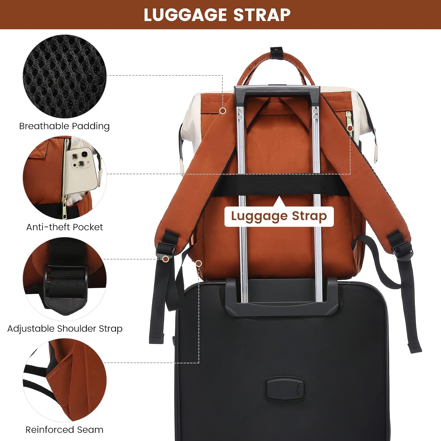 LOVEVOOK Mochila para computadora portátil para mujer, mochilas elegantes de negocios de 17 pulgadas, bolsas de médico para enfermera, mochila