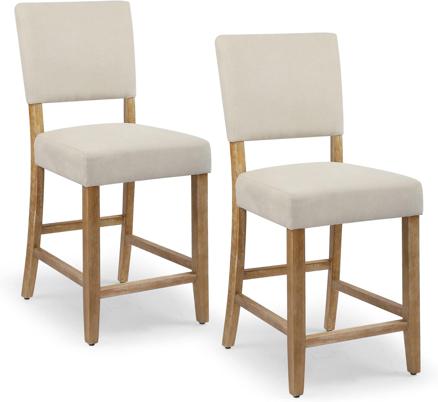 DAGONHIL Juego de 2 taburetes de bar de 24 pulgadas de altura de mostrador, taburetes de bar tapizados con patas de madera, sillas de isla para