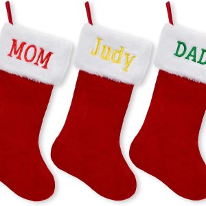 Medias de Navidad personalizadas, medias de Navidad con nombre personalizado, terciopelo rojo con puño de felpa suave blanca para niños, calcetín de Medias de Navidad personalizadas, medias de Navidad con nombre personalizado, terciopelo rojo con puño de felpa suave blanca para niños, calcetín de