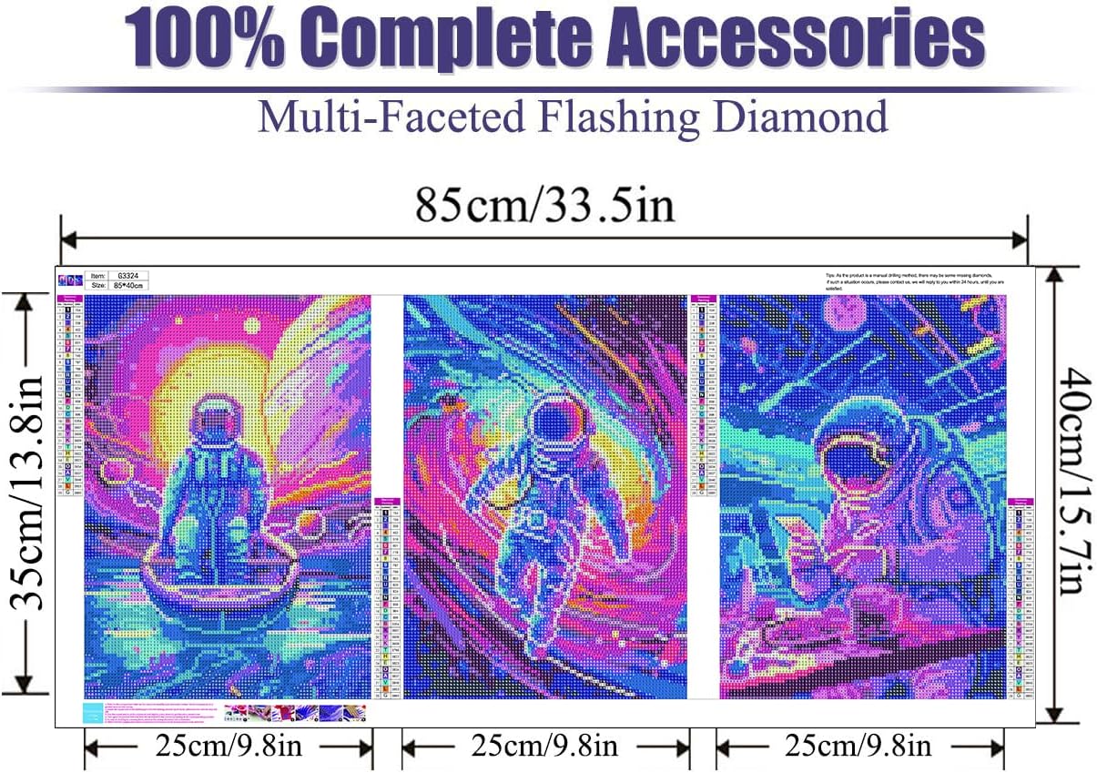 Paquete de 3 kits de pintura de diamantes para adultos, pintura artística de diamantes grandes 5D, arte y manualidades con diamantes de imitación de