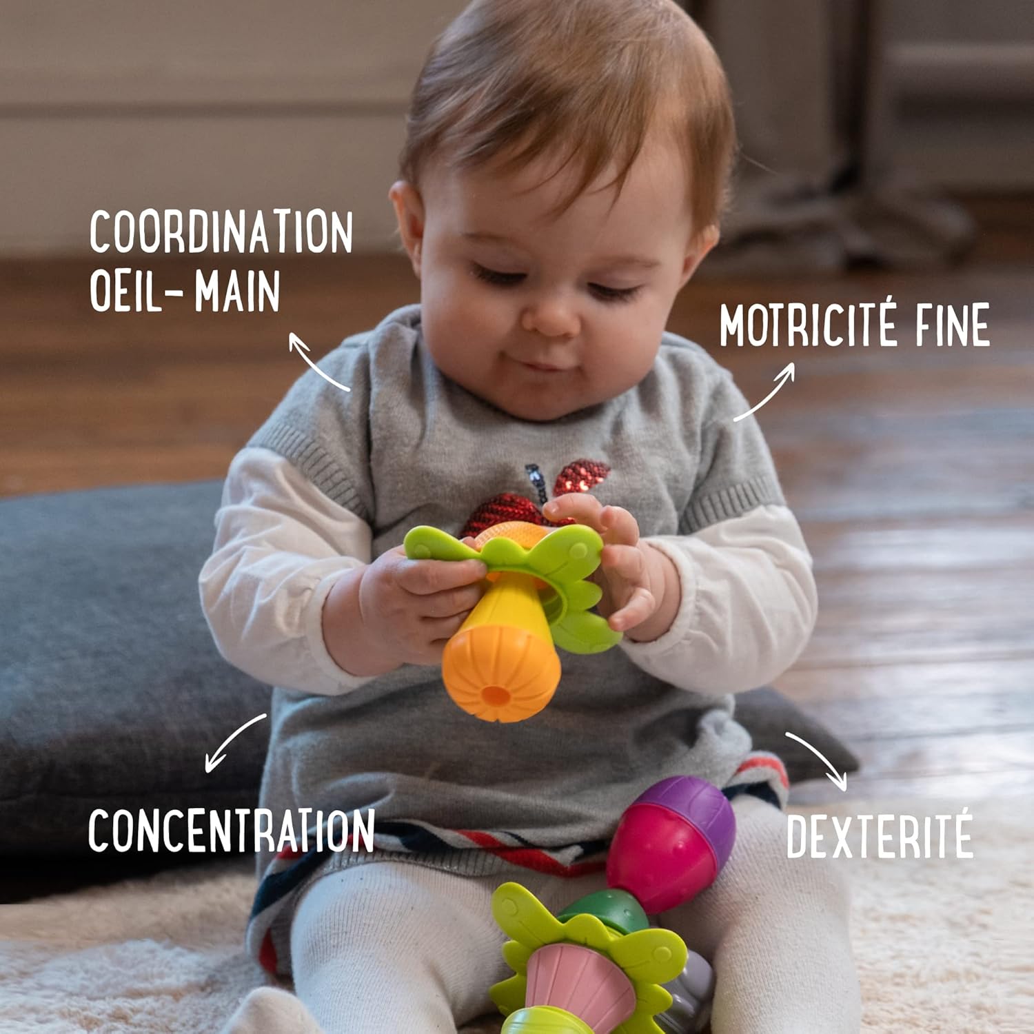 24 piezas de cuentas para bebés y niños pequeños, juguete educativo Montessori de construcción STEM de 10 meses a 3 años – BL200