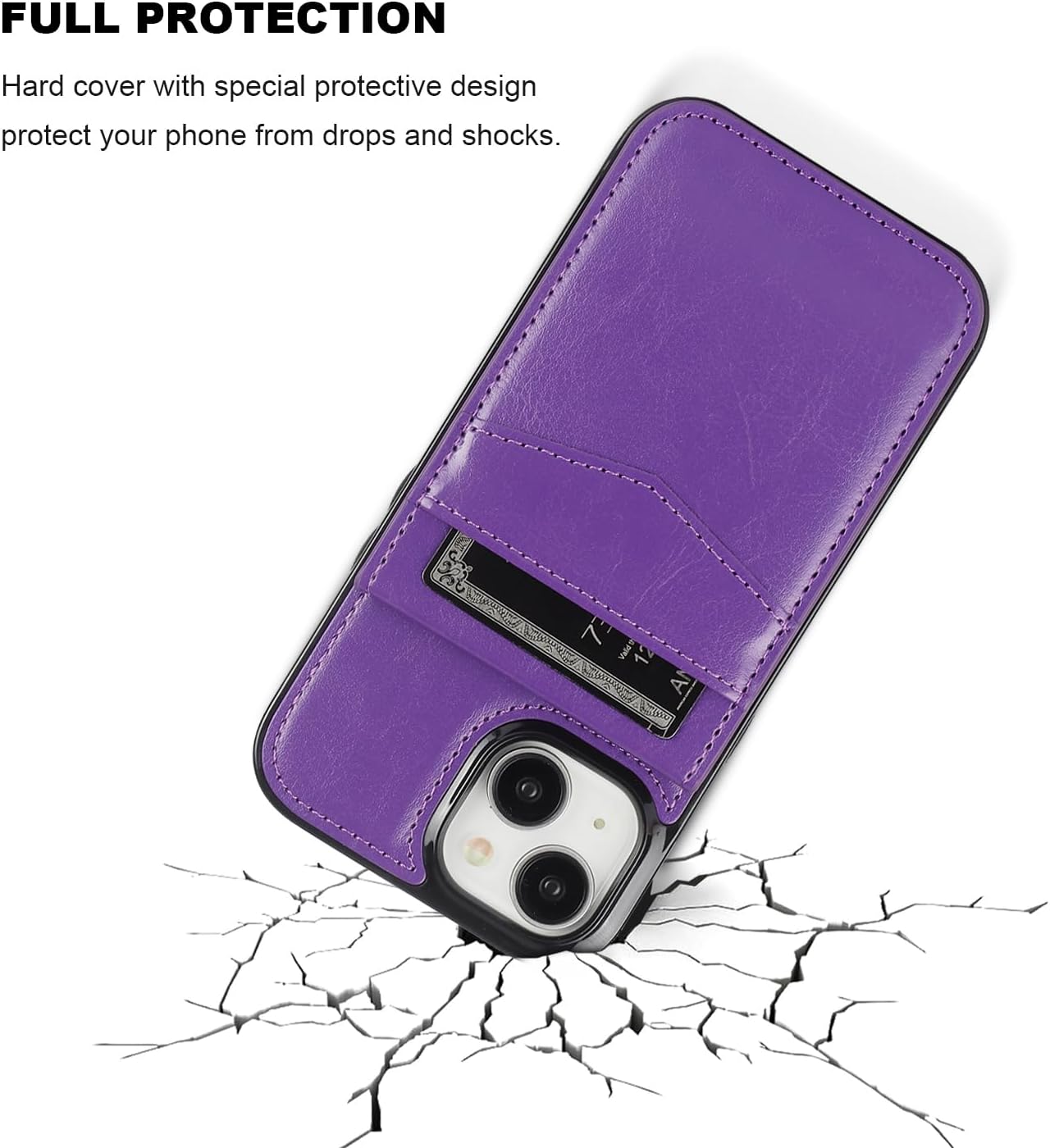 KIHUWEY Funda compatible con iPhone 15 con soporte para tarjeta de crédito, cierre magnético de cuero de alta calidad, función atril, funda