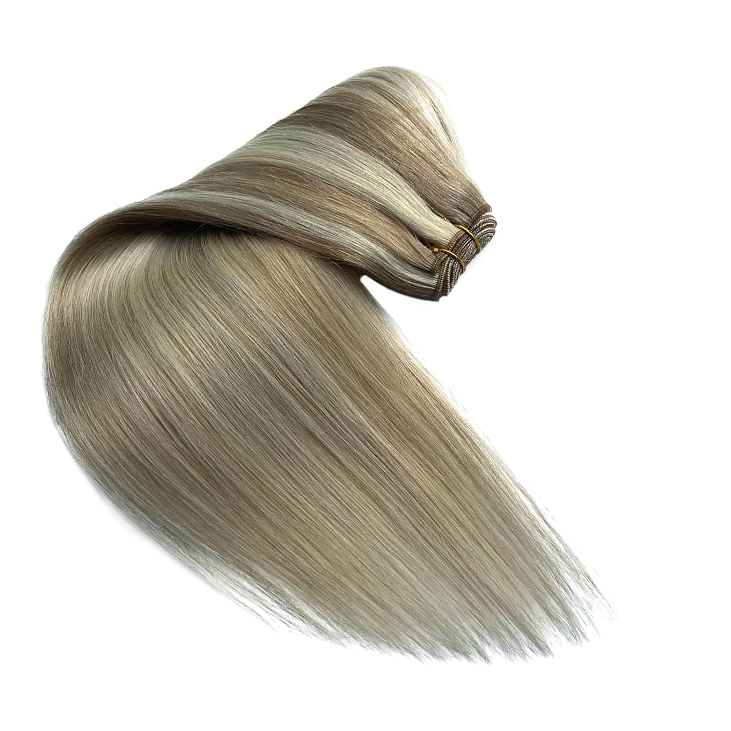 Extensiones de cabello humano real, 20 pulgadas, 3.53 oz, extensiones de cabello humano con balayage rubio ceniza a rubio, atadas a mano,