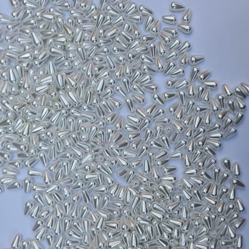 100 cuentas sueltas de lágrima de 0.236 x 0.394 pulgadas, cuentas de perlas de gota de agua para bricolaje, joyería de cuentas de imitación ABS
