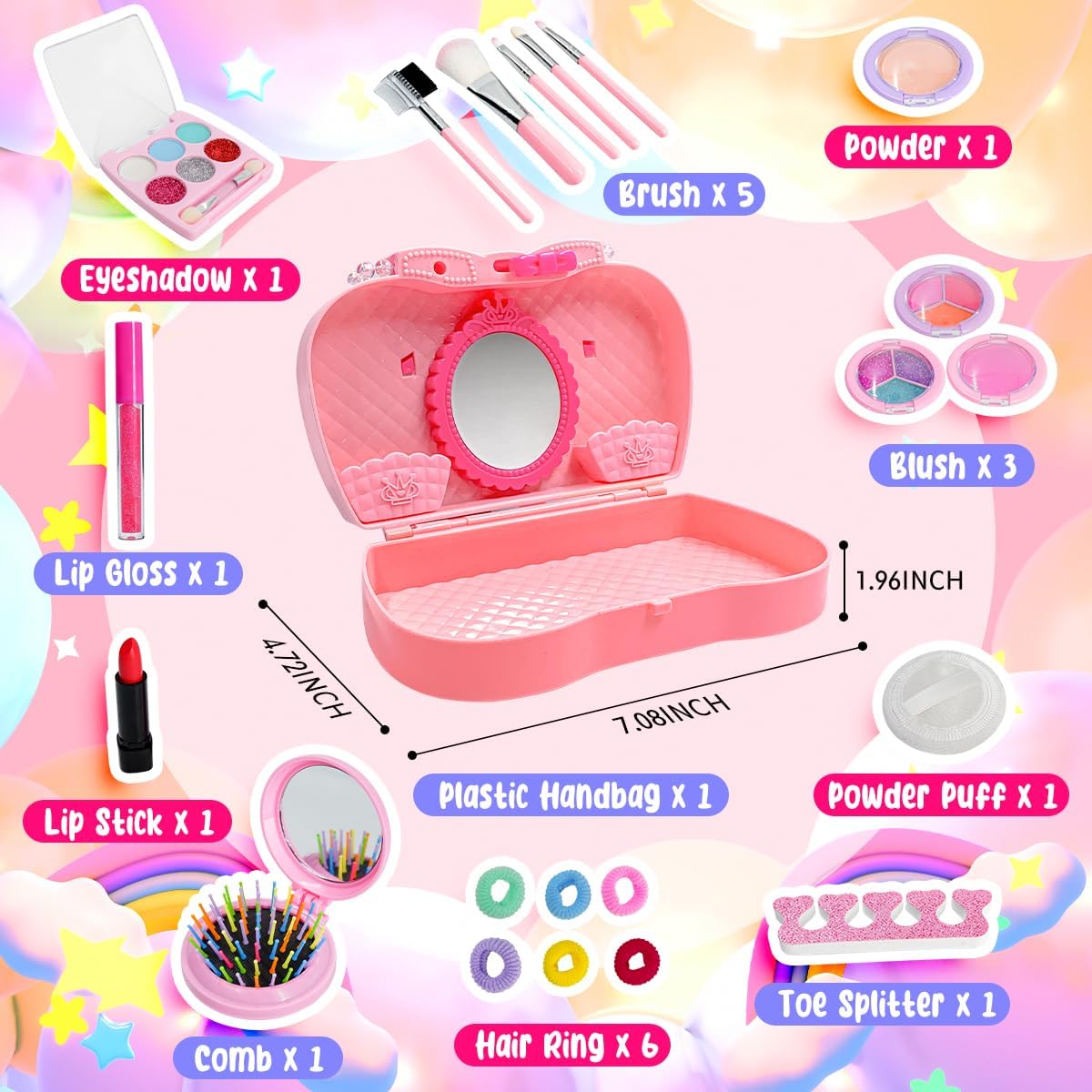 Kids Makeup Set Toys Gift, Washable Make Up Kits and Nail Polish Set Hair Dye Stick for Girls , Perfect Kids Christmas Birthday Gifts for Girl Ages