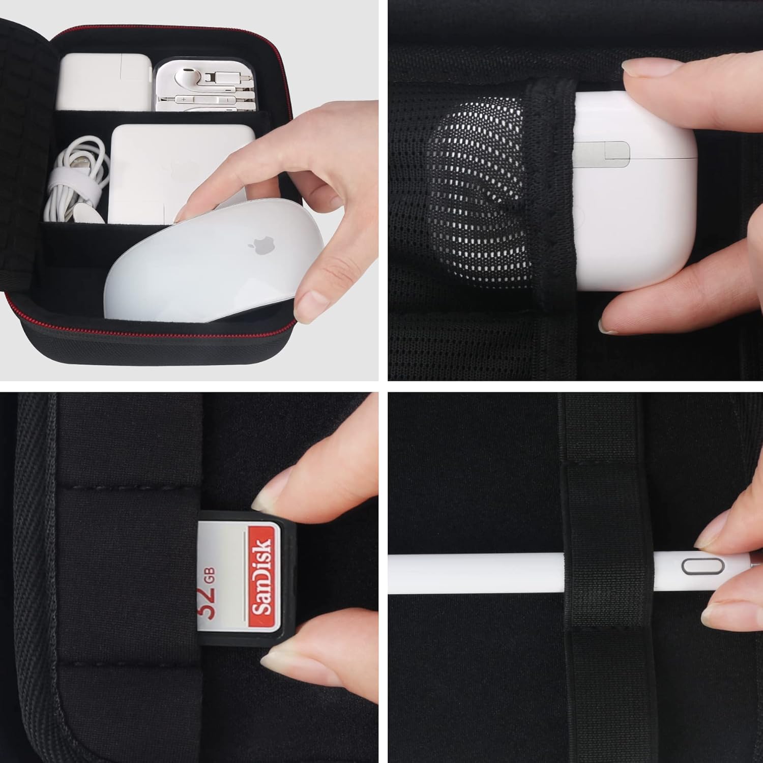 Organizador de cables de viaje duros, universal, pequeño, accesorios electrónicos, estuche de transporte para cargadores y cables, adaptador de