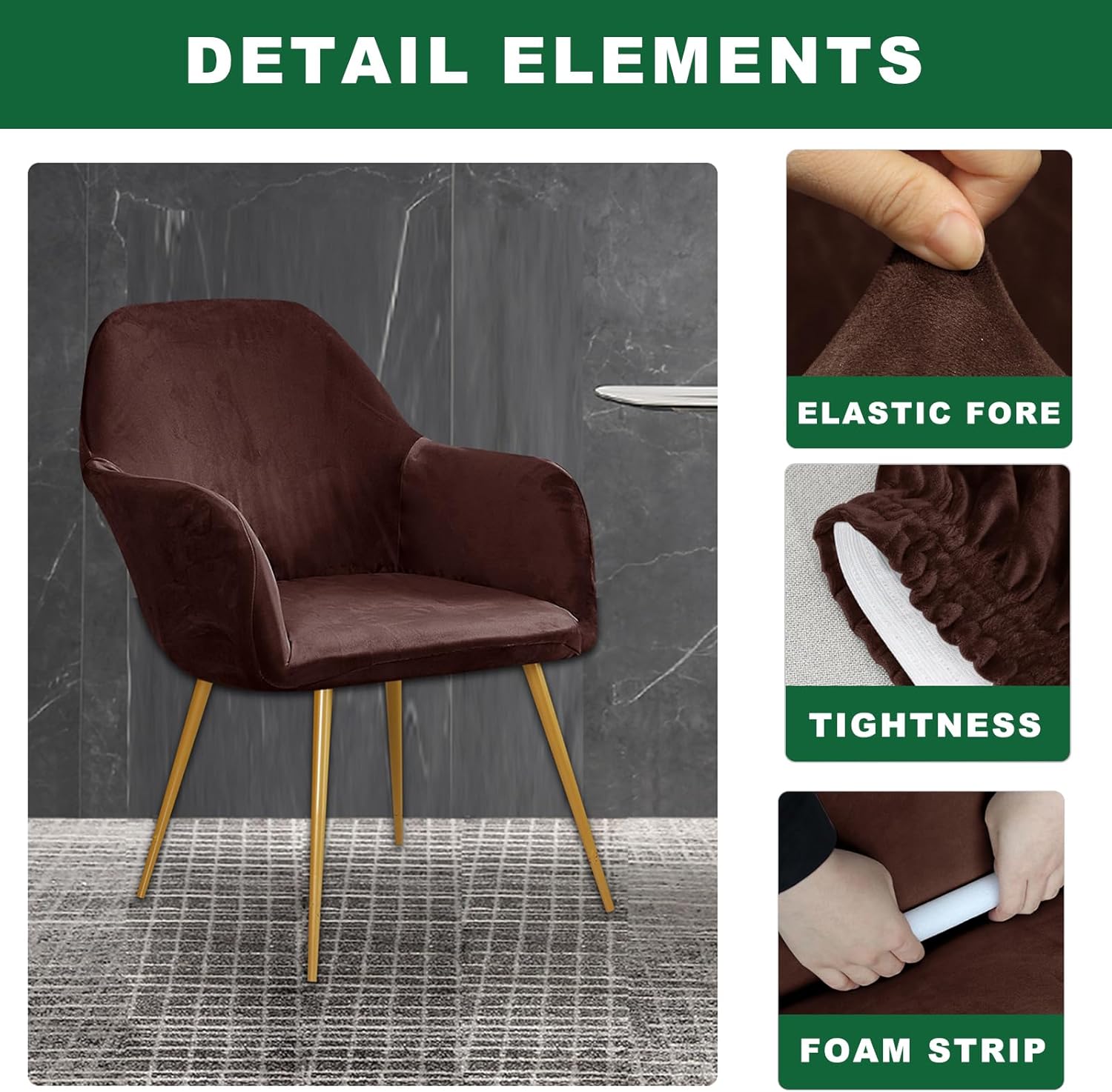 Funda para silla con respaldo curvado, de terciopelo, elástica, giratoria, moderna, curvada, para silla de comedor, fundas de sillón para banquete,