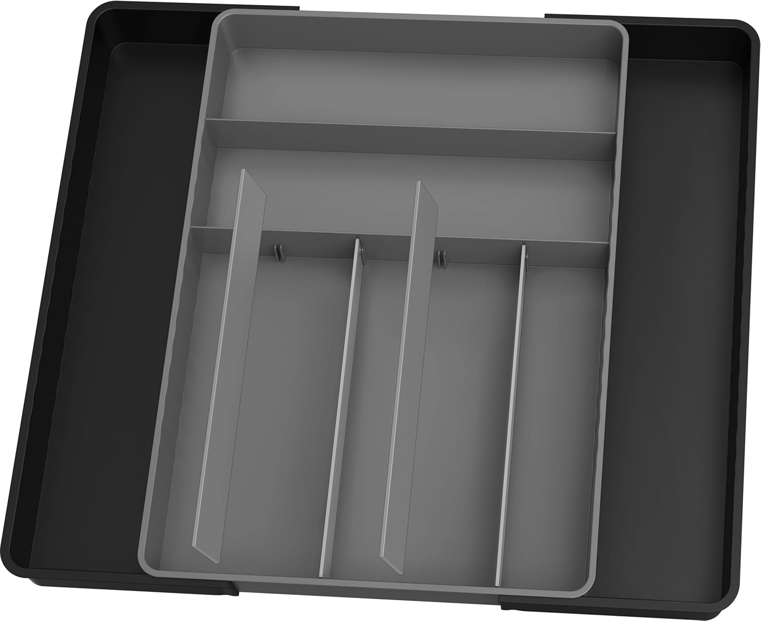 Simple Houseware Organizador de cubiertos para cajones de cocina, negrogris
