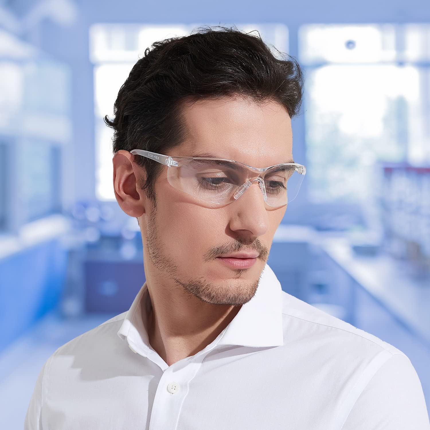 ProtectX Gafas de seguridad para hombres y mujeres, lentes de sol de seguridad con lentes antivaho resistentes a los arañazos, agarres