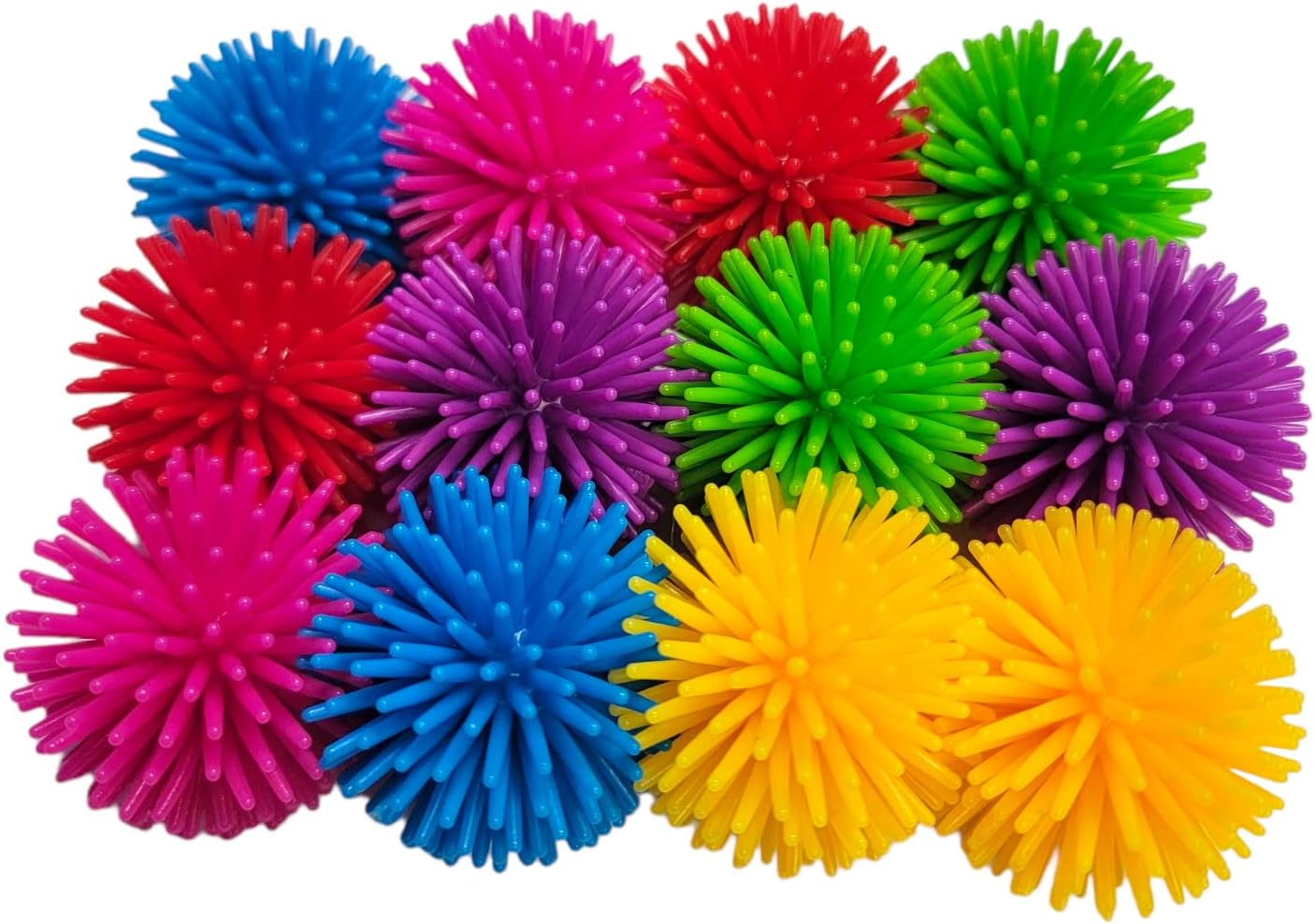 Zugar Land Coloridas tapas de lápices de bolas de seto (paquete de 12) de 1.5 pulgadas. Diversión para la ansiedad. Bolas de pinchos. Incentivo de