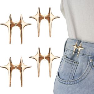Botón de jeans, 4 juegos de botones de estrella ajustables para jeans, hebillas decorativas desmontables en la cintura, ajuste perfecto, ajuste de Botón de jeans, 4 juegos de botones de estrella ajustables para jeans, hebillas decorativas desmontables en la cintura, ajuste perfecto, ajuste de