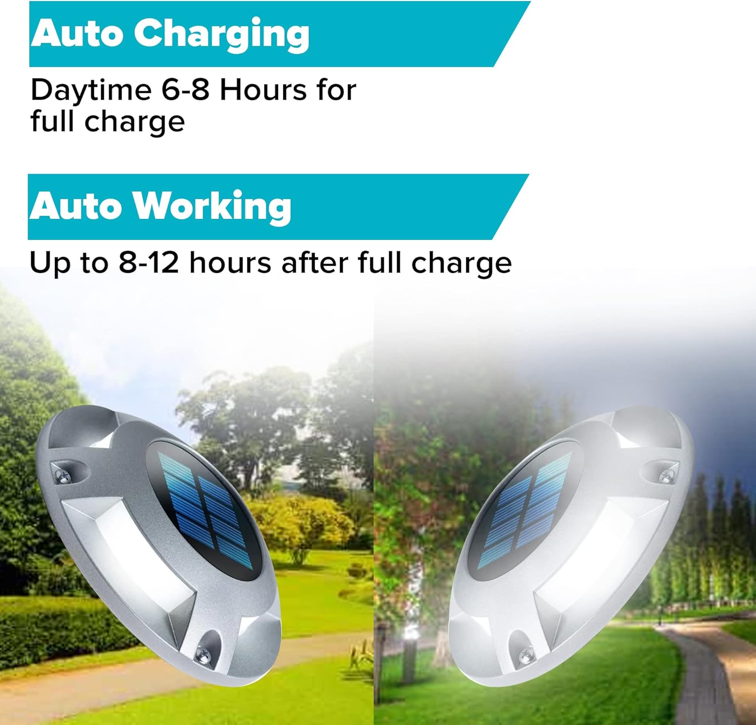 Naturals – Luces inalámbricas para muelles, luces solares de aluminio resistente a la intemperie, luces LED para caminos al aire libre para acera,
