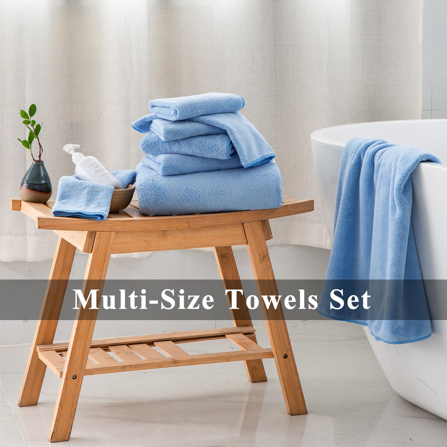 MINCHI Juego de 4 toallas de baño de gran tamaño, ultra suaves y absorbentes, para el hogar y el hotel, toalla de baño de gran tamaño, toallas de