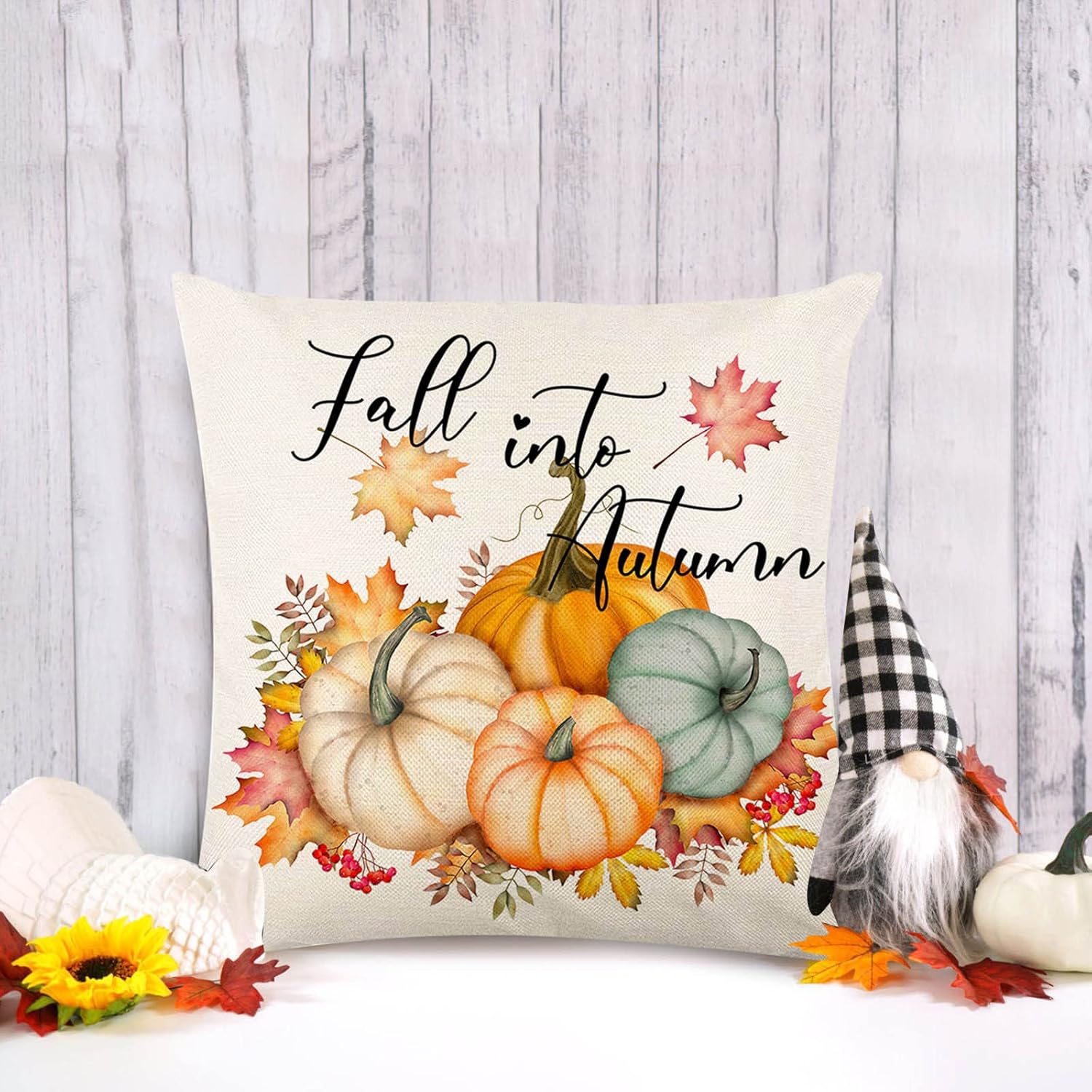 Hello Fall – Fundas de almohada con texto en inglés “Hello Fall Hello Pumpkin”, fundas de almohada decorativas de otoño para Acción de Gracias,