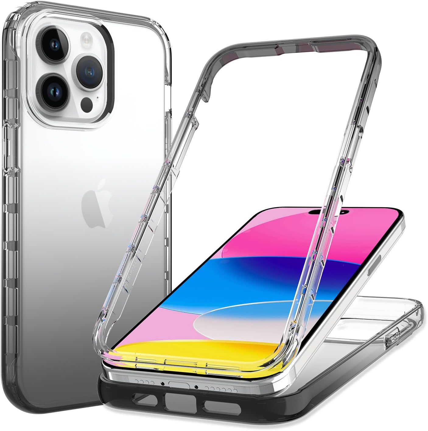 HAII Funda transparente para iPhone 15 Pro Max, delgada, de cristal, a prueba de golpes, funda protectora para iPhone 15 Pro Max de 6.7 pulgadas