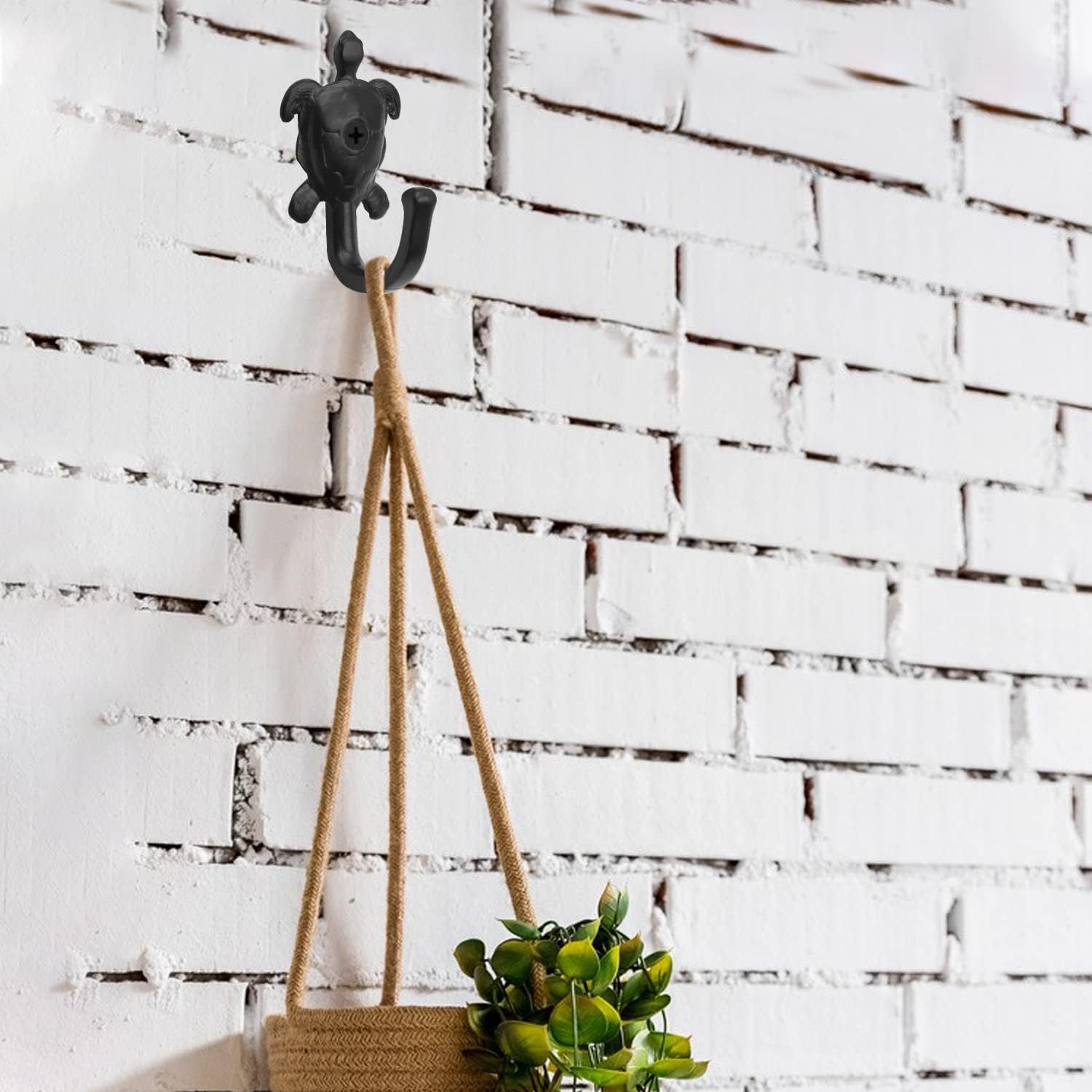 Paquete de 5 ganchos de pared para colgar abrigos, bufandas, bolsos, mochilas, mochilas, decoración del hogar (tortuga negra)