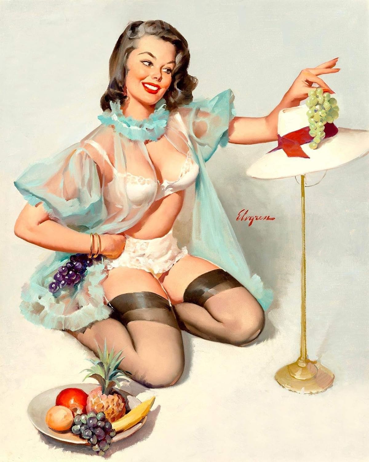 Imán de buen gusto diseño vintage Elvgren Fruit Pin-Up Girl imán imán hoja magnética de vinilo para taquillas, coches, carteles, refrigerador 5