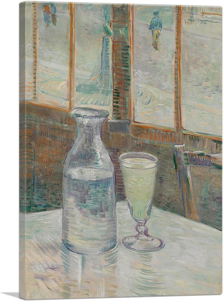 ARTCANVAS Vincent Van Gogh – Lienzo decorativo para mesa de café con absenta de 1887, pintura enmarcada estirada, póster, decoración de pared