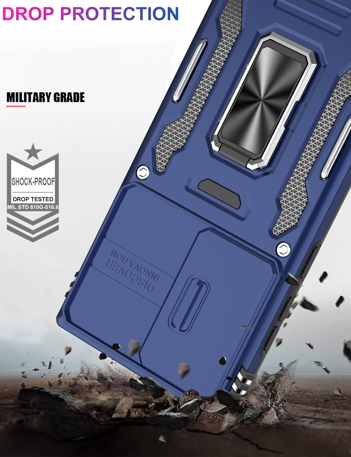IKAZZ Funda para Galaxy S23 Ultra con cubierta para cámara, Samsung S23 Ultra Cover Pass 16 pies, prueba de caídas de grado militar, a prueba de