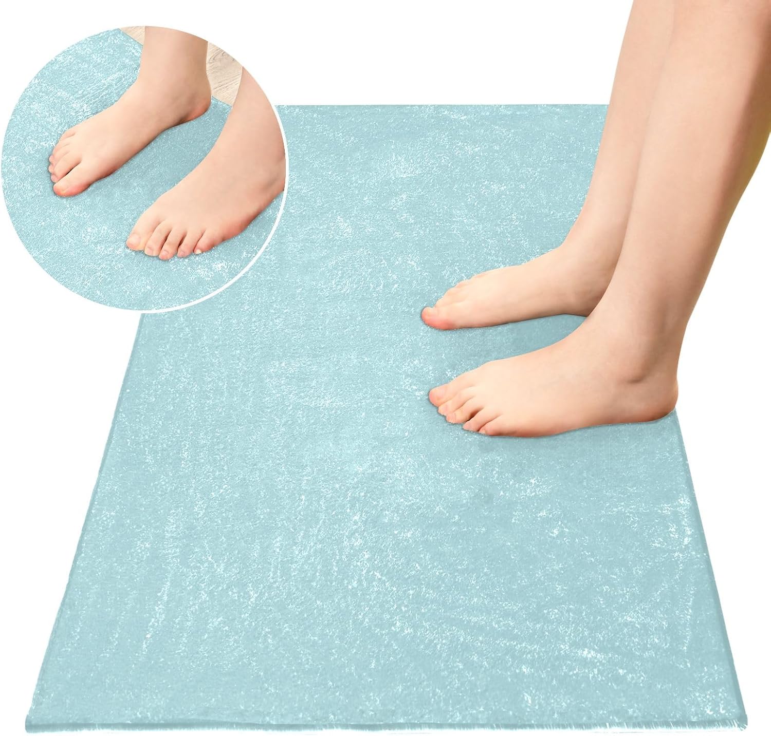 Aqua – Alfombra de felpa para baño, absorbente, antideslizante, con parte trasera de goma, lavable, 39 x 20 pulgadas